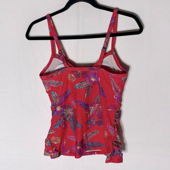 5/$25 Christina Red Floral Tankini Bikini Top Swim Top 10 - Picture 11 of 12